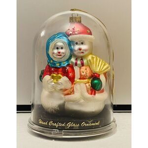 Blown Glass Christmas Ornament Unique Treasures Hand Crafted Mr & Mrs Snowman